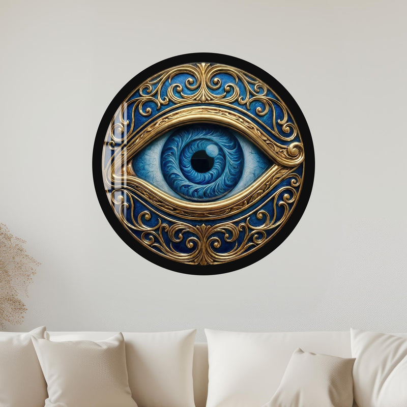 Ornate Gold Evil Eye with black frame