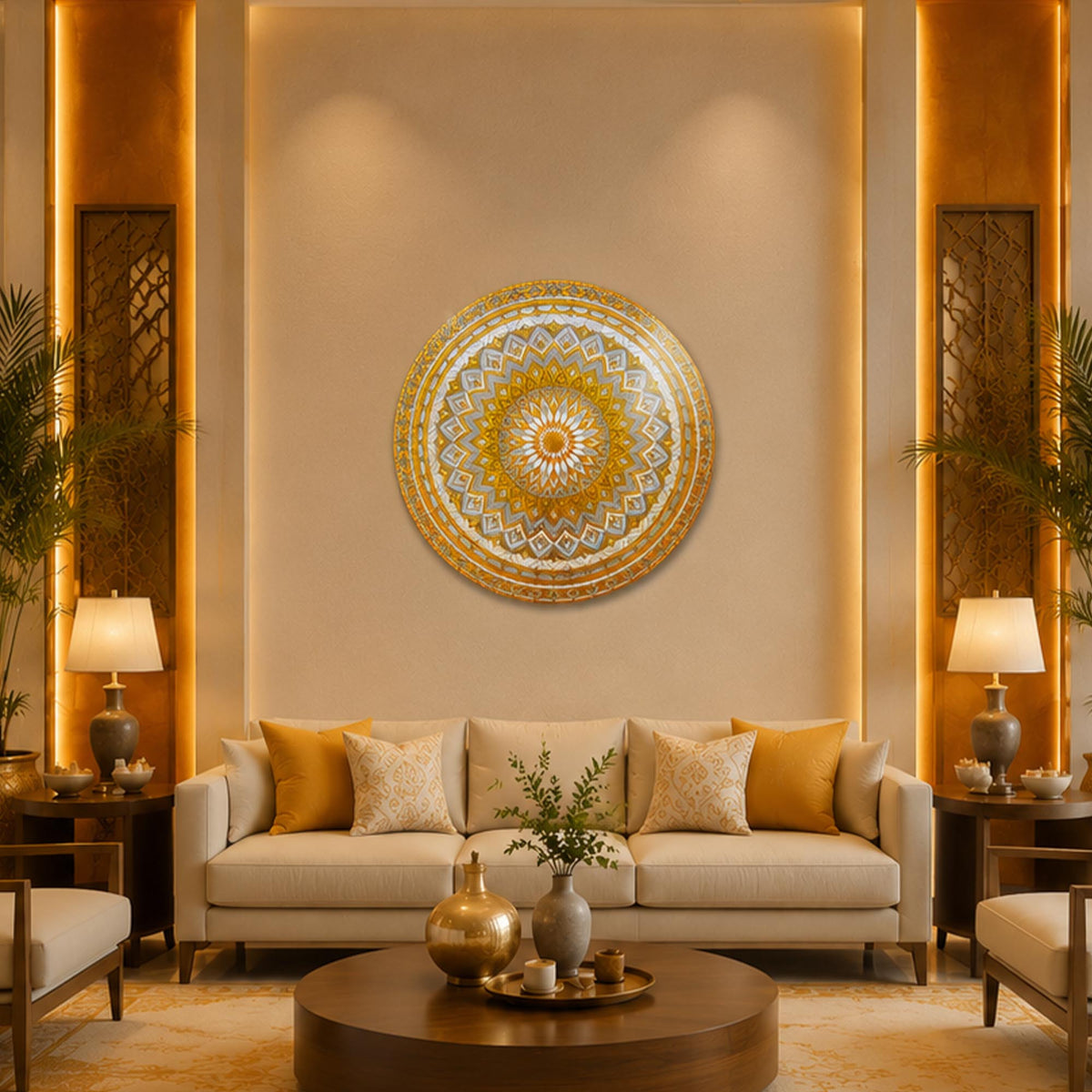 Golden Sunburst in a modern room