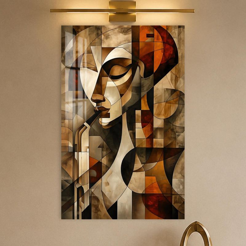 Artronauts Glass Print Geometric Saxophone Player Glass Wall Art