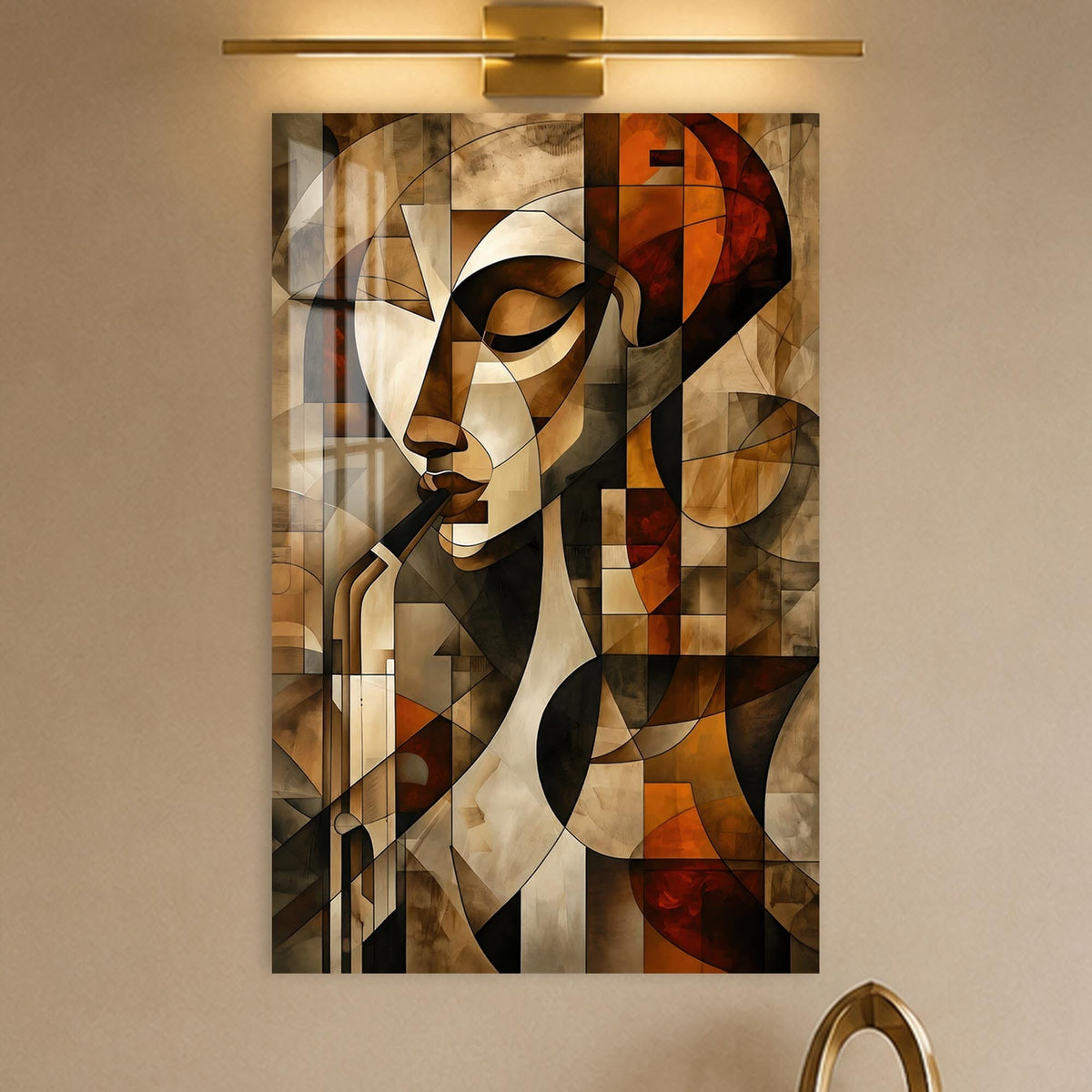 Artronauts Glass Print Geometric Saxophone Player Glass Wall Art