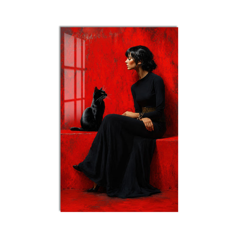 Lady And Black Cat product shot on white background