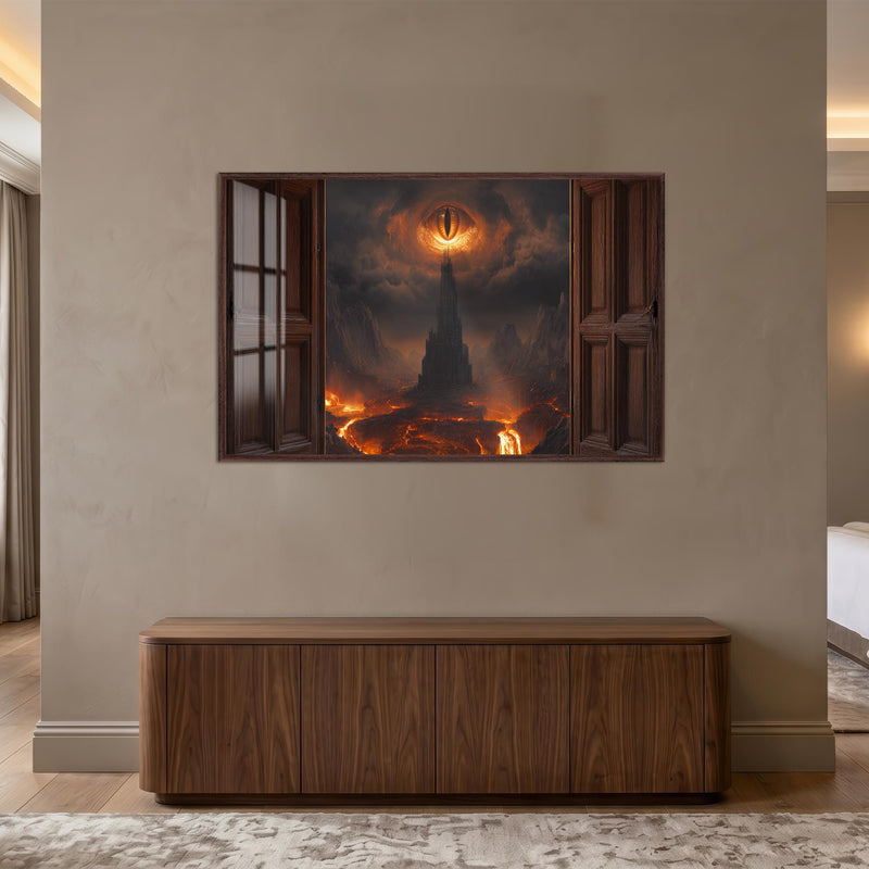Eye Of The Inferno with walnut frame