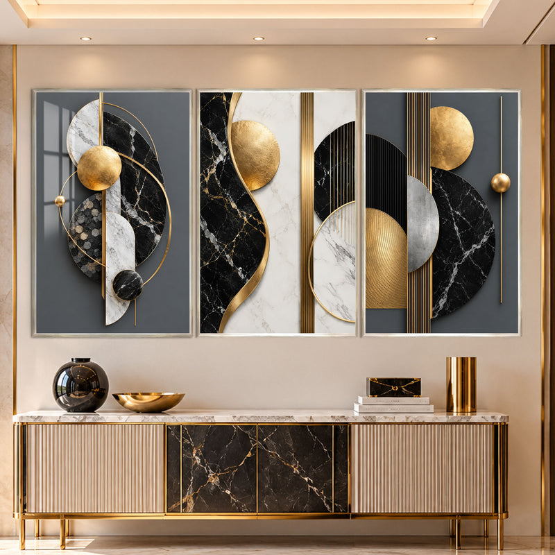 Golden Marble Harmony with silver frame