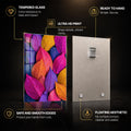 Rain-Kissed Rainbow Leaves — tempered glass, ultra HD print, ready to hang
