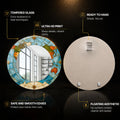 Azure World Compass — tempered glass, ultra HD print, ready to hang