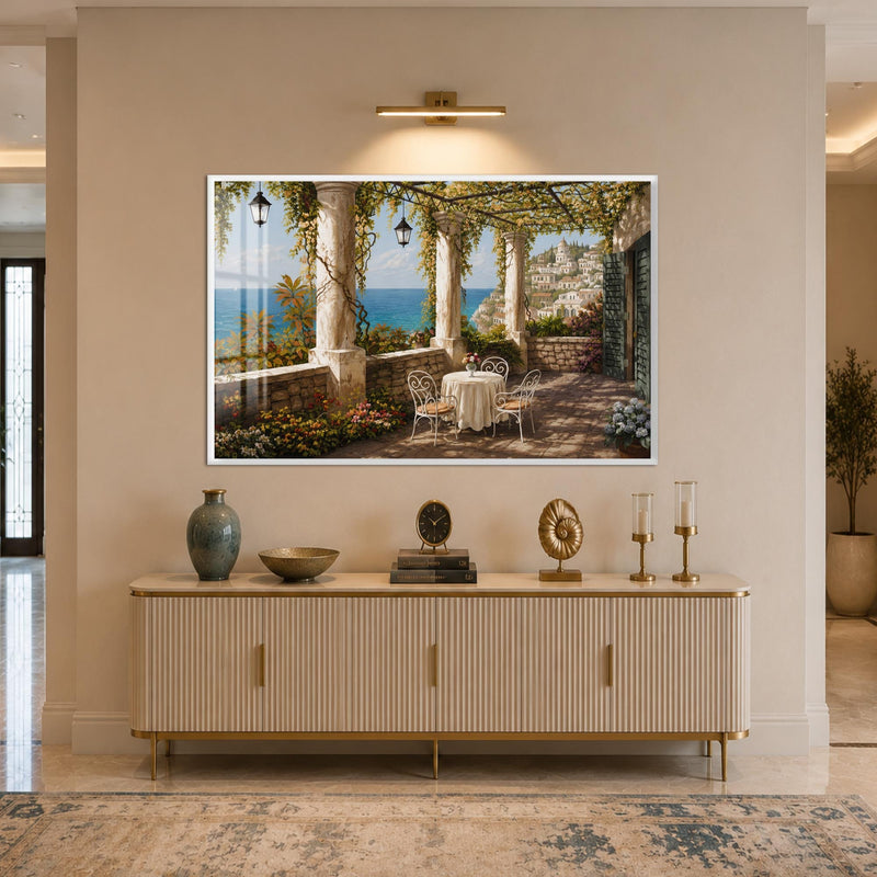 Amalfi Terrace View with white frame