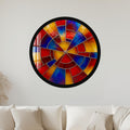 Radial Stained Glass Sunburst with black frame