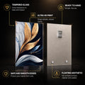 Midnight Metallic Petals — tempered glass, ultra HD print, ready to hang