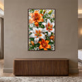 Radiant Lily Garden with walnut frame