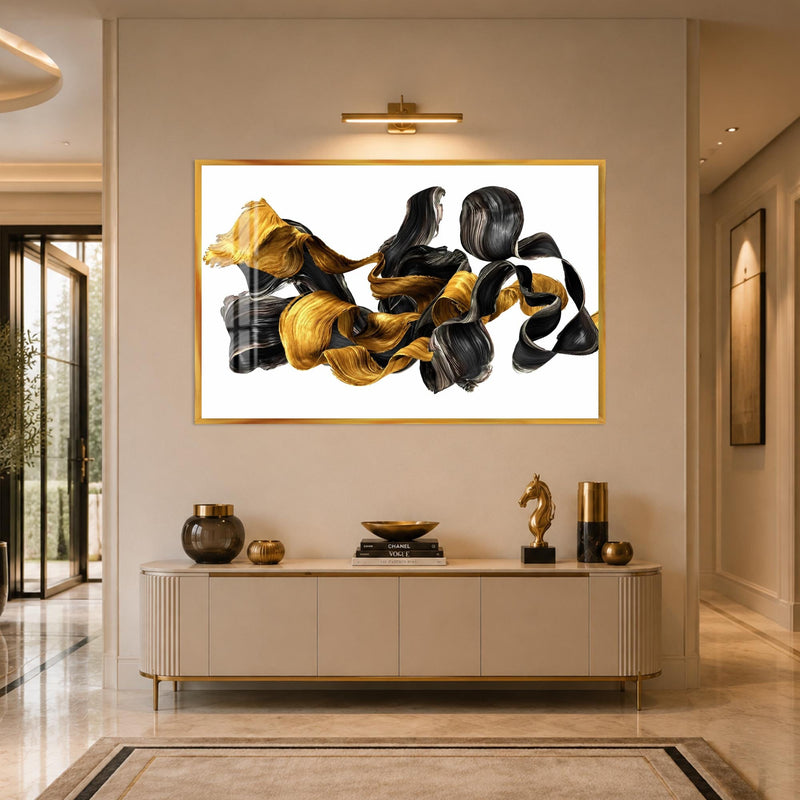 Gold Silk Flow with gold frame