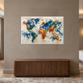 Painted World Map with white frame