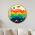 Retro Sunset Waves with gold frame