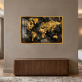 Golden Marble World Map with gold frame