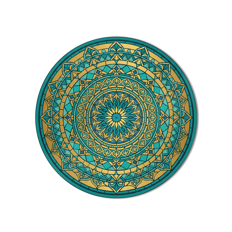 Teal Gold Rose Window Mandala product shot on white background