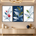 Navy Botanical Leaves with black frame