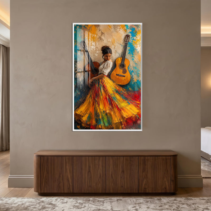 Flamenco Guitar Reverie with white frame