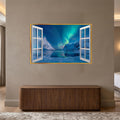 Aurora Mountain Window with gold frame