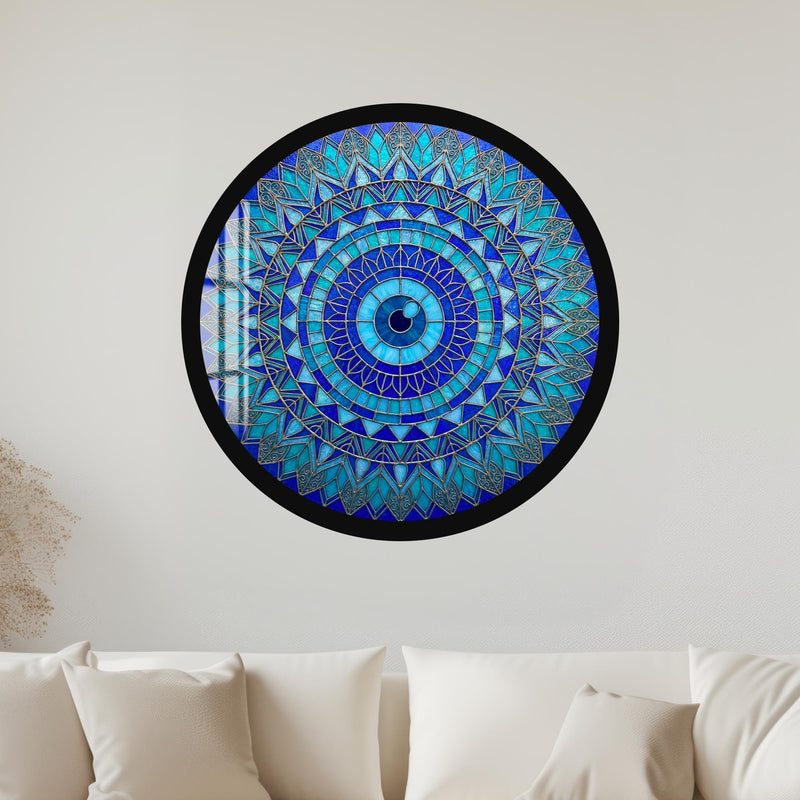 Blue Lotus Petal Evil Eye with black frame