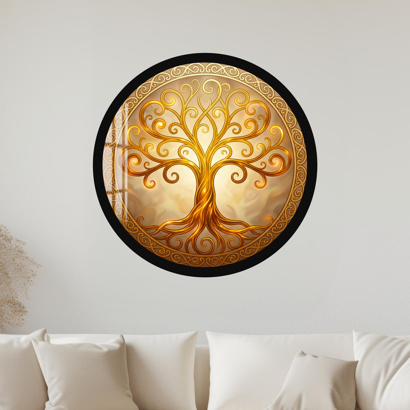 Golden Swirl Celtic Tree with black frame