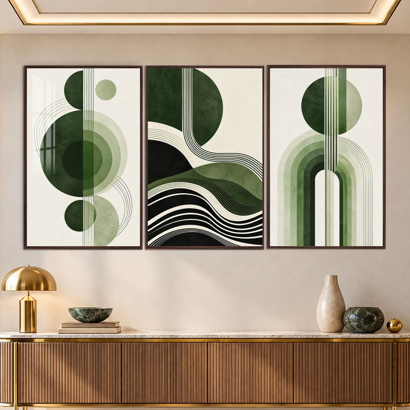 Olive Rhythm with walnut frame