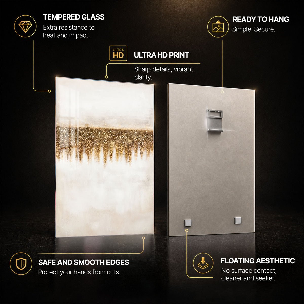 Gilded Horizon — tempered glass, ultra HD print, ready to hang