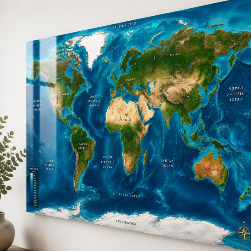 Ocean Relief World Map lifestyle view