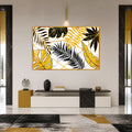Gold and Black Tropical Leaves with gold frame