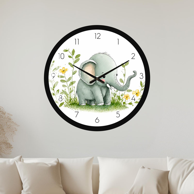 Watercolour Baby Elephant with black frame