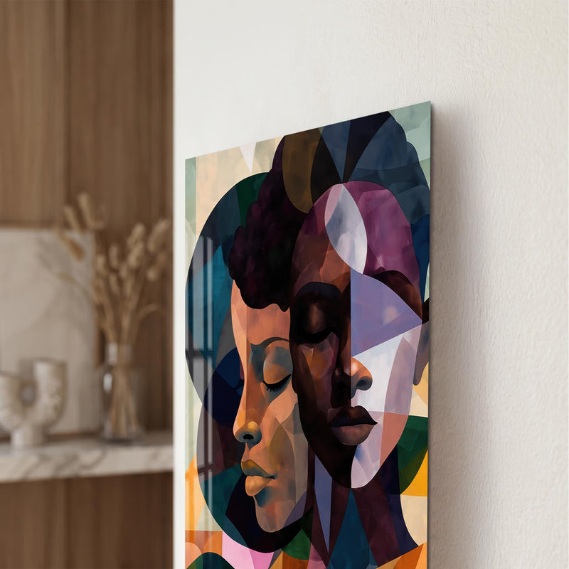 Geometric African Faces close-up angled detail