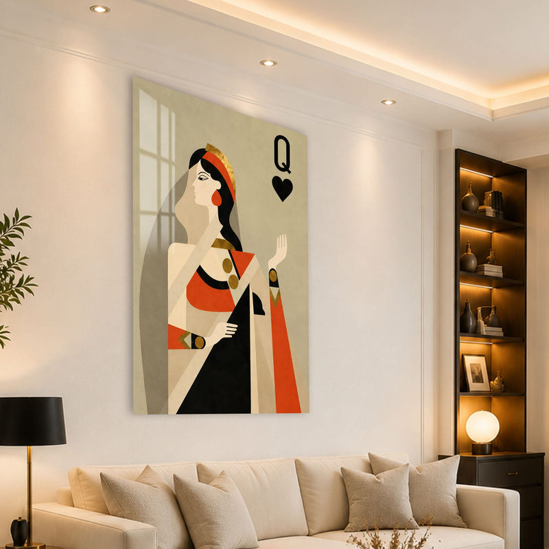 Artronauts Glass Print Queen Of Hearts Glass Wall Art