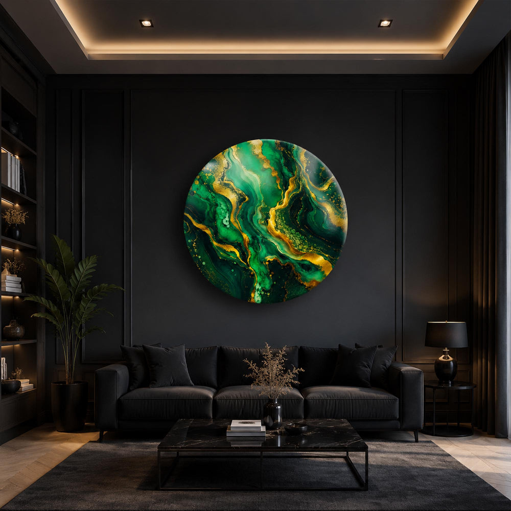 Emerald Currents — tempered glass, ultra HD print, ready to hang