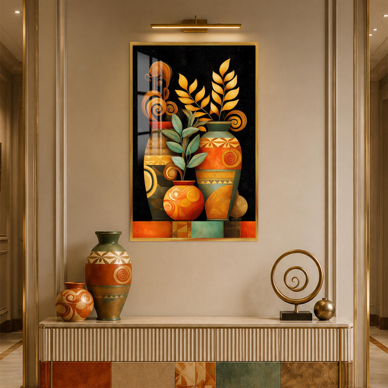 Golden Botanical Vessels with gold frame