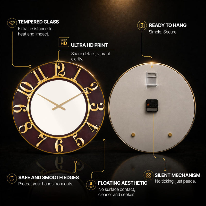 Golden Number Dial — tempered glass, ultra HD print, ready to hang