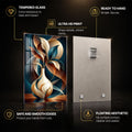 Golden Botanical Vase — tempered glass, ultra HD print, ready to hang