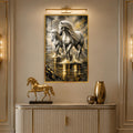 Galloping White Horses with gold frame