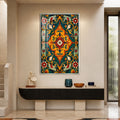Artronauts Glass Print 12x18 cm | 4.7"x7.1" / Silver Emerald Floral Medallion Glass Wall Art