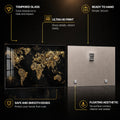 Clockwork World Map — tempered glass, ultra HD print, ready to hang