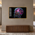 Neon Floral Skull with gold frame