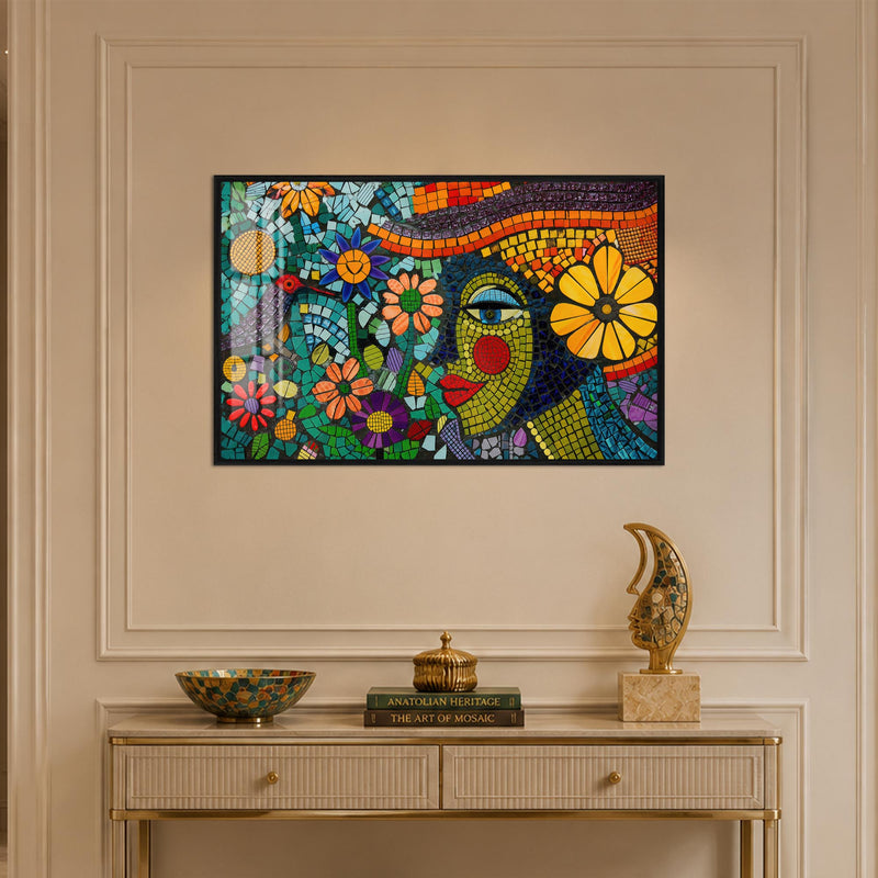 Mosaic Garden Muse with black frame