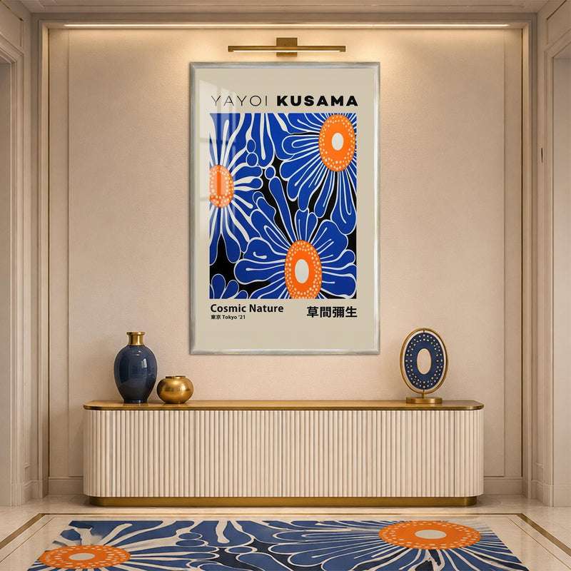 Cosmic Blue Blooms with silver frame