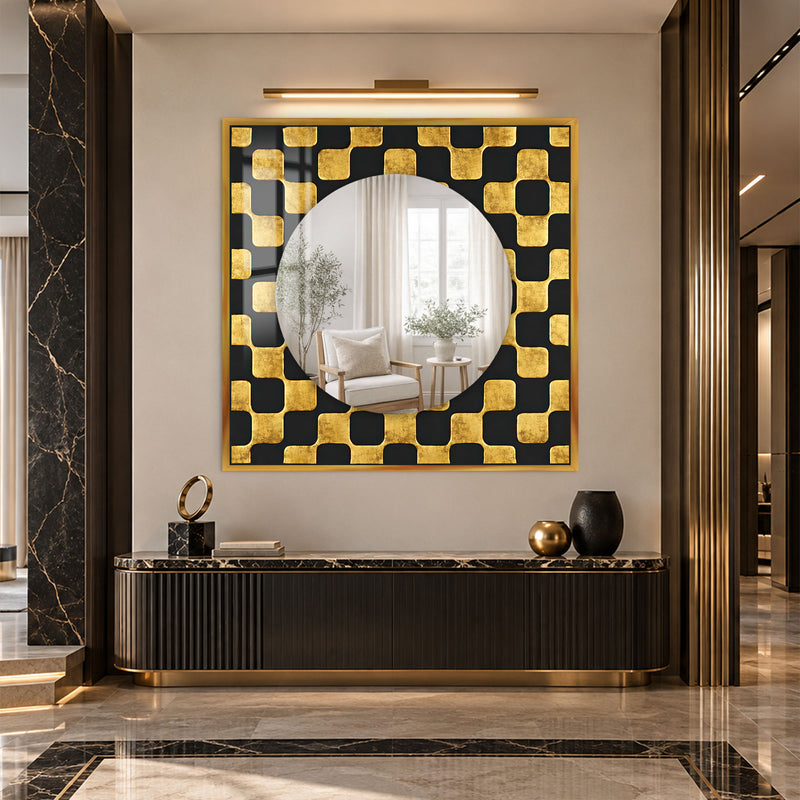 Gilded Geometric Reflections with black frame