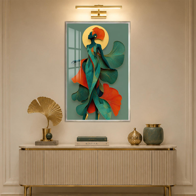Emerald Petal Muse with silver frame