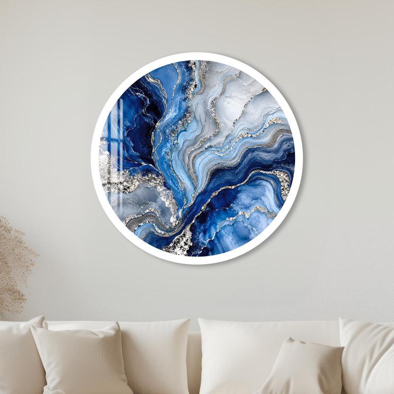 Sapphire Marble Flow with white frame
