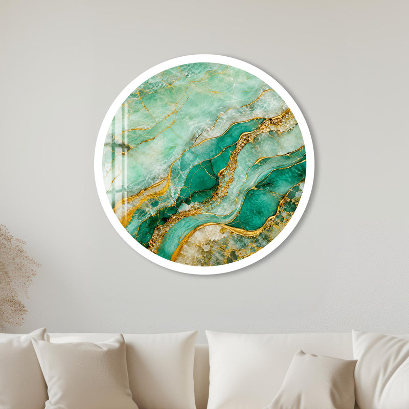 Emerald Gold Marble with white frame