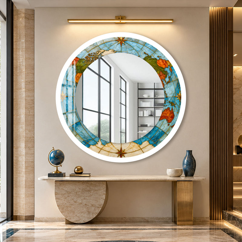 Azure World Compass with white frame