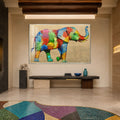 Artronauts Glass Print 18x12 cm | 7.1"x4.7" / Silver Floral Mosaic Elephant Glass Wall Art