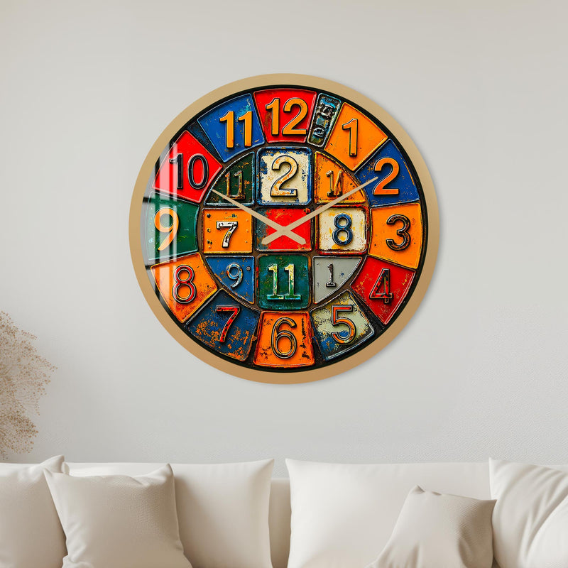 Retro Number Collage with gold frame