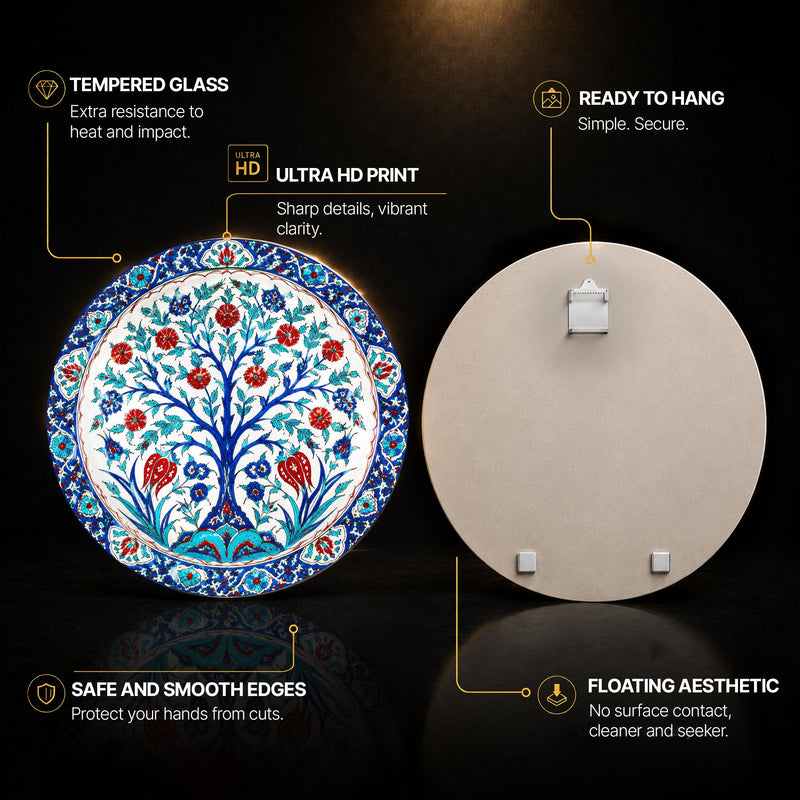 Ottoman Tree Of Life — tempered glass, ultra HD print, ready to hang