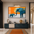 Artronauts Glass Print 18x12 cm | 7.1"x4.7" / Walnut Ornamental Elephants Glass Wall Art