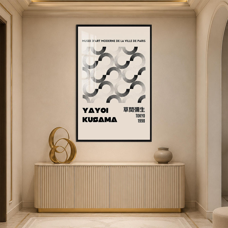 Yayoi Kusama Retro Poster with black frame